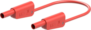 Insulated banana plug to plug cable 4mm, 32A 600V CAT II, 1000V CAT III; 100cm, red, additional 4mm socket