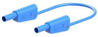 Insulated banana plug to plug cable 4mm, 32A 600V CAT II, 1000V CAT III; 100cm, blue, additional 4mm socket