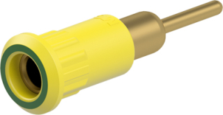 Banana socket 4mm, 25A 30VAC/60VDC, Gold-plated, Yellow-Green