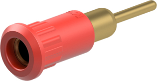 Banana socket 4mm, 25A 30VAC/60VDC, Gold-plated, Red