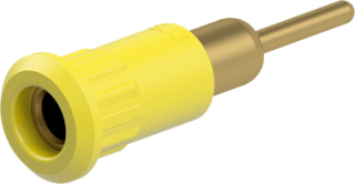 Banana socket 4mm, 25A 30VAC/60VDC, Gold-plated, Yellow