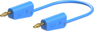 Banana plug to plug cable 4mm, 32A, 60VDC, 100cm, blue, additional 4mm socket