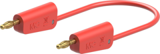 Banana plug to plug cable 4mm, 32A, 60VDC, 200cm, red, additional 4mm socket