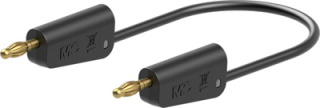 Banana plug to plug cable 4mm, 32A, 60VDC, 25cm, black, additional 4mm socket
