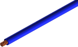 Highly flexible stranded wire with reinforced silicone insulation; 10mm2; Rated 75A 1.0kV AC/1.5kV DC; -50°C to +90°C; Blue