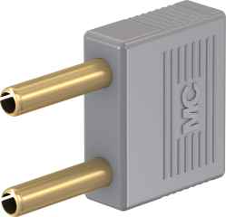 Connecting plug, 24A 30VAC/60VDC, 4mm, Hollow plugs, 14mm lug spacing, Insulated, Gold plated