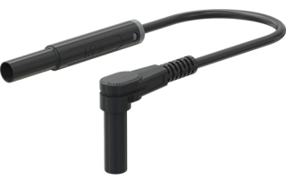 Test lead, 19A 1000V CAT III, 4mm insulated banana plug in-line / banana plug right angle, 100cm, black