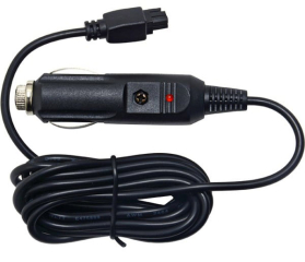 Power Cable; 4-pin Connector to Auto Cigarette Lighter; 2 x 24AWG 30V/2A Fused, LED Indicator, Black