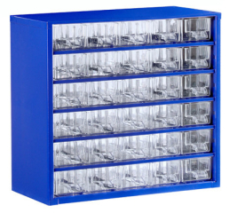 Drawer organizer 06 – 30 x small drawers; 306x282x155mm (W x H x D incl. drawers); RAL 5002 Blue