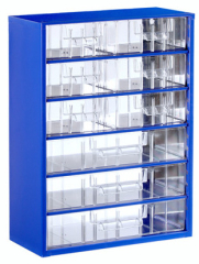 Drawer organizer 09 – 6 x medium and 3 x large drawers; 306x460x155mm (W x H x D incl. drawers); RAL 5002 Blue