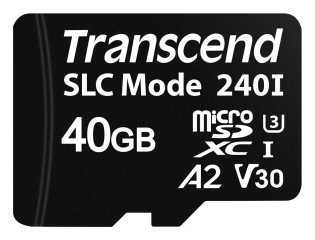 40GB microSD, SLC Mode, Wide Temp. UHS-I V30 A2, 3D TLC NAND Flash; -40°C ~  85°C