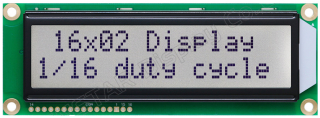16Х2 LCD STN Gray Pos. 122.0x44.0x13.6mm, white B/L LAT+CYR FONT