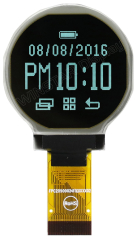 Graphic OLED Display Module; COG; 1.18" Round; 128x128; White; AG Polarizer; 37.2x41.2x2.05mm; SSD1327ZB IC; Vdd=3.0-3.3V; -40°C to +80°C