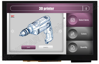 800x480, 5", 120.7x75.8x8.78mm, IPS TFT+Capacitive Touch, White LED B/L 400cd/m2 typ.; SSD1963 Contr. IC; 8080 Mode 8bit/16bit Interface; -20°C/+70°C