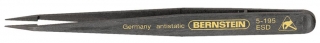 ESD/EGB tweezers, 120 mm, straight, very sharply pointed, grip surface offset, conductive