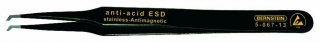 SMD tweezers, 120 mm, tip 45o angled, 2,0 mm width, with ESD-coating