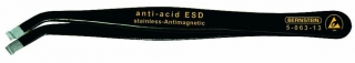 SMD tweezers, 115 mm, 350 angled, 3.5 mm width, with gripping cavity O 0.8 mm, with ESD-coating