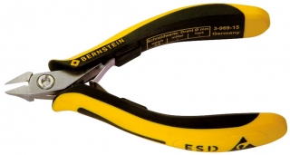 Side cutters TECHNICline, 125 mm, with slim pointed and relieved head, Ultra Flush, dissipative bicoloured hand guard