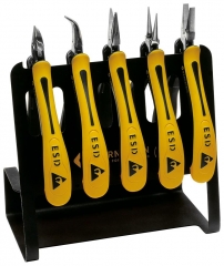 5-piece set of pliers POLISHline arranged on ESD tool holder VARIO part No. 5-090-0
