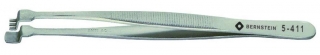 Wafer tweezers, 130 mm, with graduated lower paddle and 3 teeth, small
