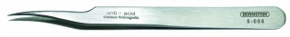 SMD tweezers, 120 mm, slightly bent, very sharply pointed