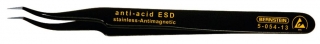 SMD tweezers, 120 mm, sickle-shape-curved, very sharply pointed, with ESD-coating