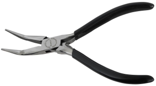 Snipe nose pliers BLACKline, angular, 145 mm, long jaws, burnished, conductive black handguard