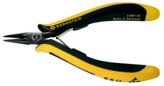 snipe nose pliers EUROline, 130 mm, short plain jaws, ultra slim pointed, dissipative bicoloured hand guard