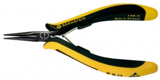 Snipe nose pliers EUROline, 140 mm, long serrated jaws, dissipative bicoloured hand guard