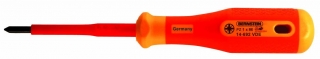 Cross-recess screwdriver PZ, size 1, blade length 80 mm, bicoloured safety insulation