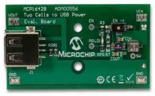 MCP1642 Two AA Cell Batteries to USB Power Board